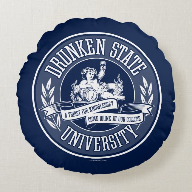 Rund fyllning för Drunken State Universiteten Kudde (Framsidan)