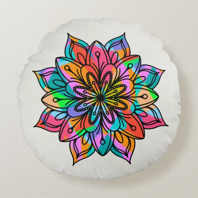 Rund fyllning för eldrift, Dragonfly Rund Kudde (Framsidan)