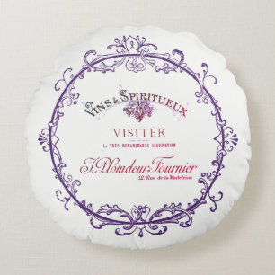 Rund fyllning för etikett Vin för vintage Fransk Kudde