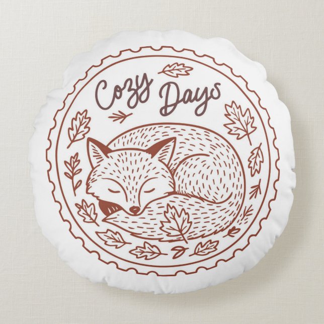 Rund fyllning för Höst löv höstnaturen Kudde (Framsidan)