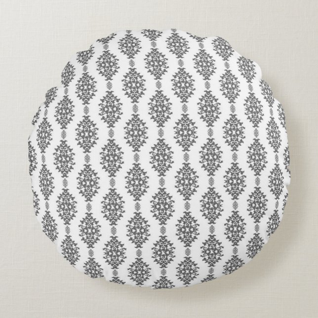 Rund fyllning för Modern Graphite Damask Kudde (Framsidan)