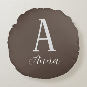 Rund fyllning för monogram Mörk Höstvåg Kudde