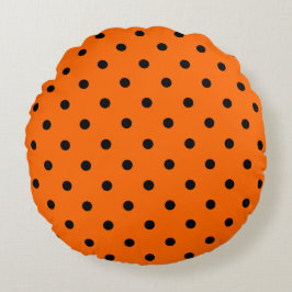 Rund fyllning för orange/svart Polka dots Kudde