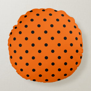 Rund fyllning för orange/svart Polka dots Kudde