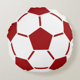 Rund fyllning för Red Soccer Ball Sports Team Rund Kudde