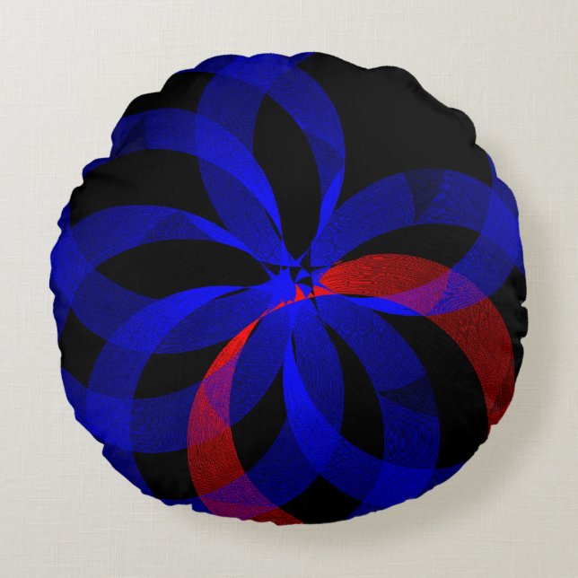 Rund fyllning för röd lutande geometrisk cirkel rund kudde (Framsidan)