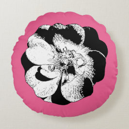 Rund fyllning för rosa och enfärgad Blommigt Rund Kudde