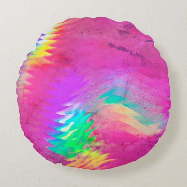 Rund fyllning för rosa och Grönt Kudde (Framsidan)