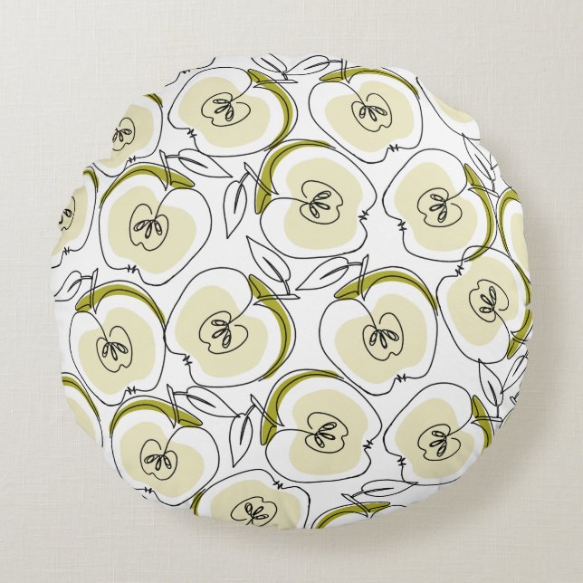 Rund fyllning med äpple dragen i en linje. kudde (Framsidan)