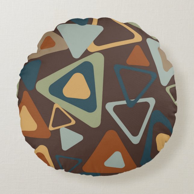 Rund fyllning med moderna trianglar från mitten av kudde (Framsidan)