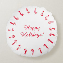 Rund fyllning - Röda Candy cane Rund Kudde