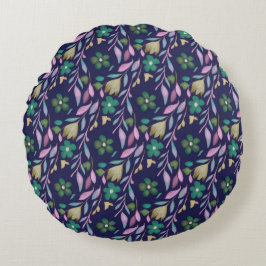 Rund fyllning vid midnatt Blommar Kudde