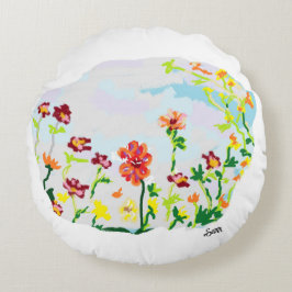 Rund fyllning: Vild blommor Kudde