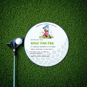 Rund golfboll "Hole in One" 1-årsdag Inbjudningar