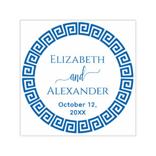 Rund grekiska Nyckel S Ram Namn Bröllop Självfärgande Stämpel