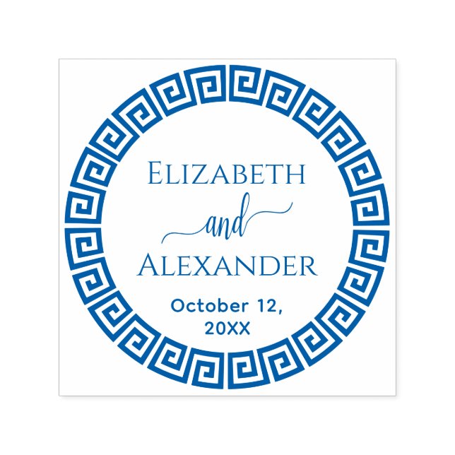 Rund grekiska Nyckel S Ram Namn Bröllop Självfärgande Stämpel (Design)