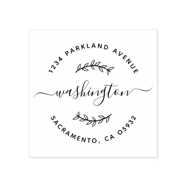 Rund handritad Returadress för Gren-skript Stämpel (Tryck)