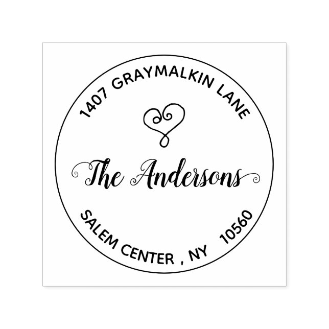 Rund handskriven Heart-Anpassningsbar-Returadress Självfärgande Stämpel (Design)