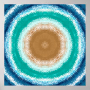 Rund havsyta Vinkar Teal och turkos Poster