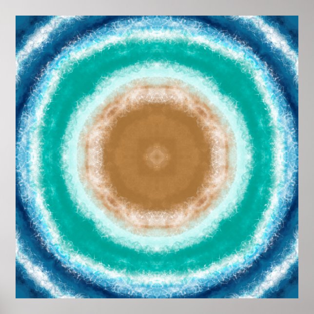 Rund havsyta Vinkar Teal och turkos Poster (Framsidan)