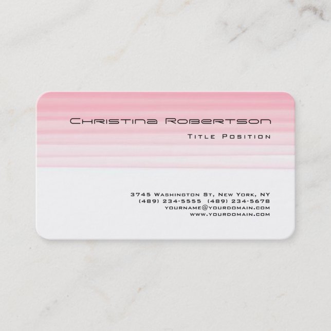 Rund hörn Rosa White Charming Feminine Visitkort (Framsida)