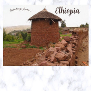 Rund hydda i Lalibela Etiopien Vykort