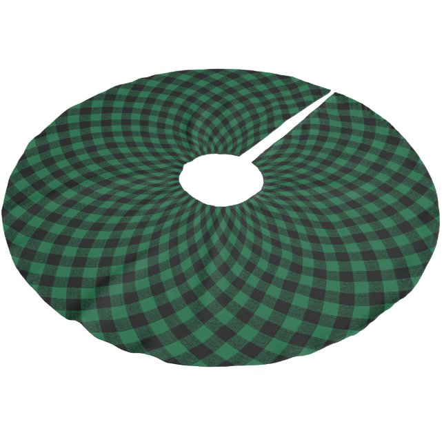 Rund jägare-Grönt-kontroll Julgransmatta Borstad Polyester (Vinklad)