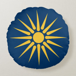 Rund kastkudde med flagga från Makedonien, Greklan Kudde