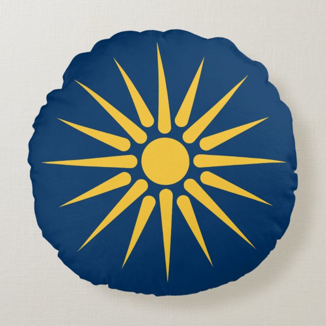 Rund kastkudde med flagga från Makedonien, Greklan Kudde (Framsidan)