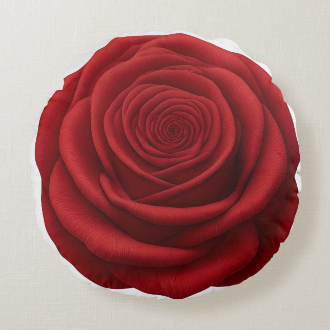 Rund kastkudde - Röd rosblomma Kudde (Framsidan)