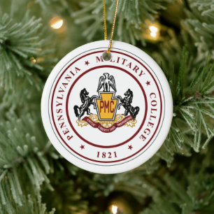 + Rund keramisk prydnadsprodukt med PMC-Logotyp Julgransprydnad Keramik