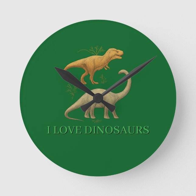 Rund klocka - Jag älskar dinosaurier (Framsida)