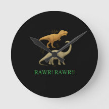 Rund klocka - Jag älskar dinosaurier Rawr Rawr