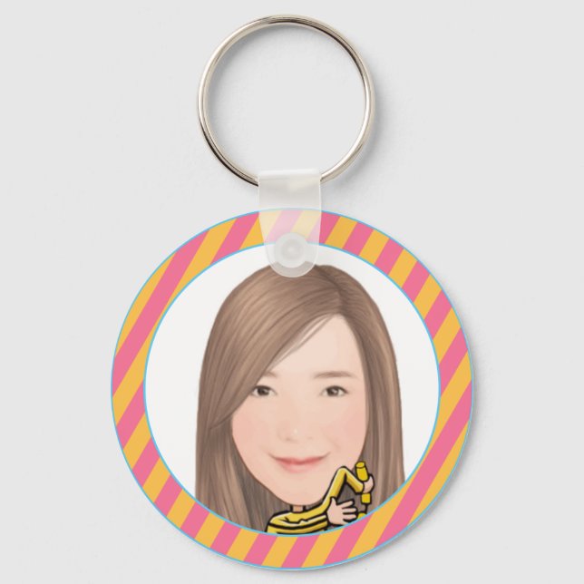 Rund knapp, standard, 2,4-tums knapp nyckelring (Framsida)