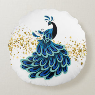Rund kudde-Holiday Peacock Kudde