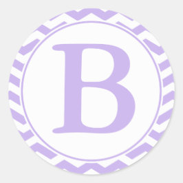 Rund Lila Chevrons Kuvert Seal med Monogram Runt Klistermärke