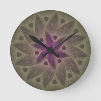 Rund Lila Flower Wall Clock utan siffror Rund Klocka