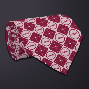 Rund Logotyp Diamond Mönster Necktie Slips