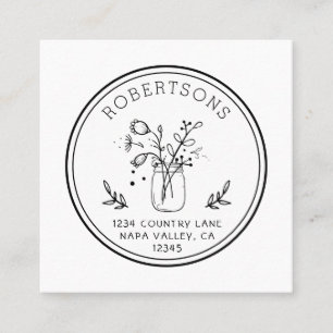 Rund Logotyp Mason Burk Flowers Fyrkantigt Visitkort