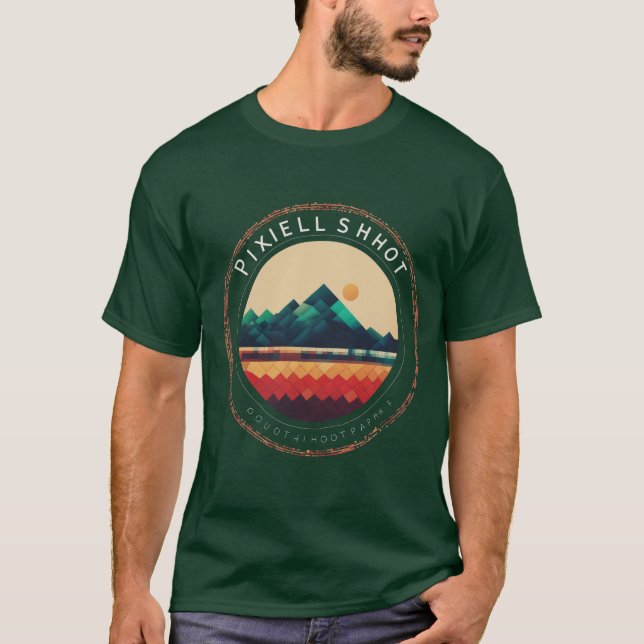 Rund logotyp "pixelskjuvning", minsta fotograf. t shirt (Framsida)