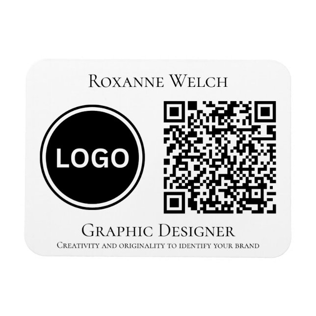 Rund Logotyp QR-kod Business Company Flexible Magnet (Horisontell)