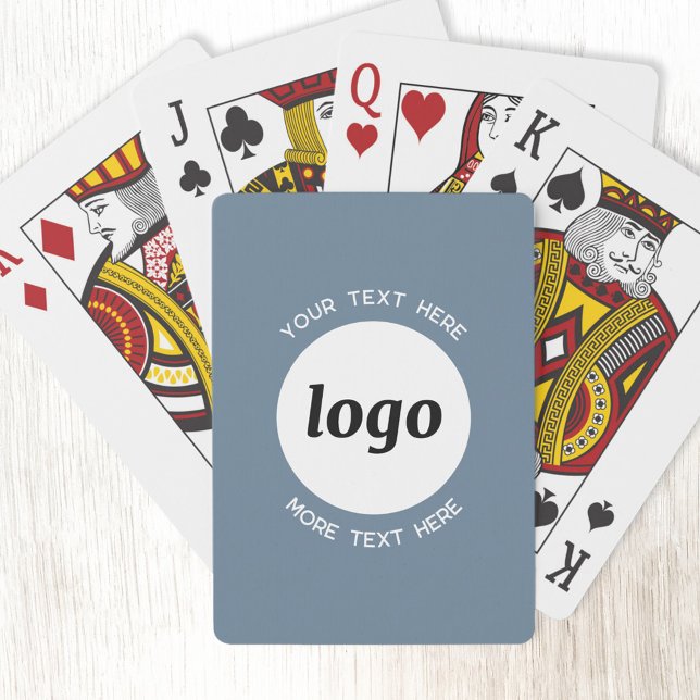 Rund Logotyp Text - Befordra Business Blue Grått Casinokort (Logo with custom text business promotional playing cards)