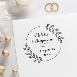 Rund Löv Wandeans Bröllop spara datum Stämpel