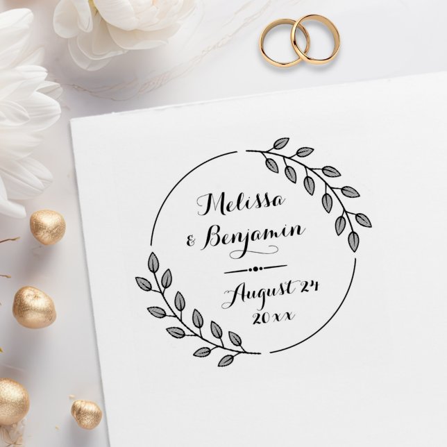Rund Löv Wandeans Bröllop spara datum Stämpel (Skapare uppladdad)