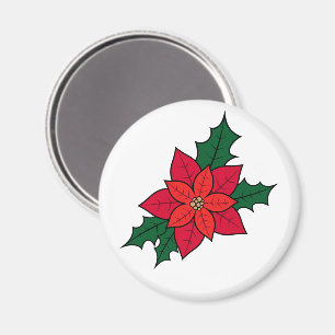 Rund magnet med rött jultomte