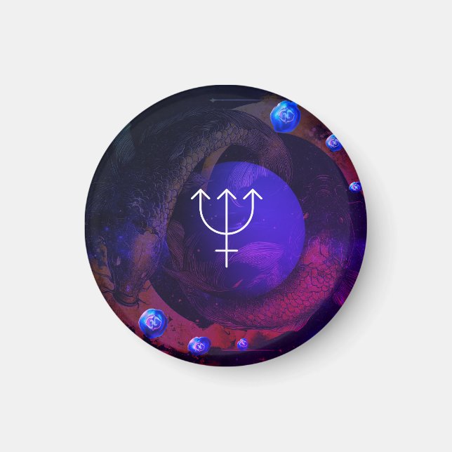 Rund magnet- Zodiacteme- Neptune/Pisces Magnet (Framsidan)
