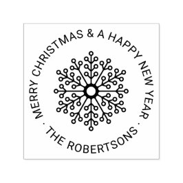 Rund Modern Snowflake Anpassningsbar God jul Självfärgande Stämpel