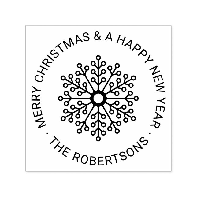Rund Modern Snowflake Anpassningsbar God jul Självfärgande Stämpel (Design)