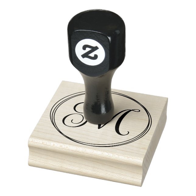 Rund monogramstil med lockig skrift stämpel (Stämpel)