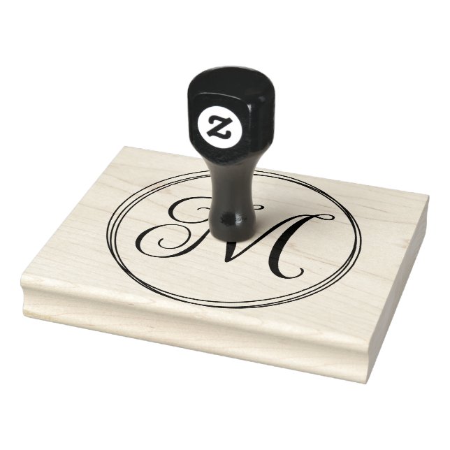 Rund monogramstil med lockig skrift stämpel (Stämpel)